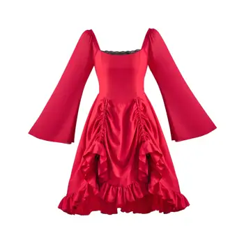 Elegante medievale retrò gotico corte Lolita abito da ballo abito da donna slim fit cinturino irregolare vita abito vestido in pizzo costume