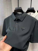 Polo d'été décontracté pour hommes, à la mode, de luxe, Design en Relief, manches courtes, haute qualité, élastique, respirant, séchage rapide, t-shirt 4