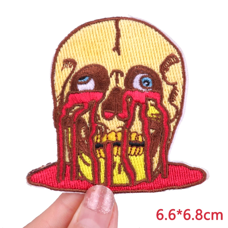 Horror Schädel Eisen auf Patches für Kleidung bestickte Patches auf Kleidung Jacke Punk Patch Stickerei Patch DIY Nähen Aufkleber – Detail 6