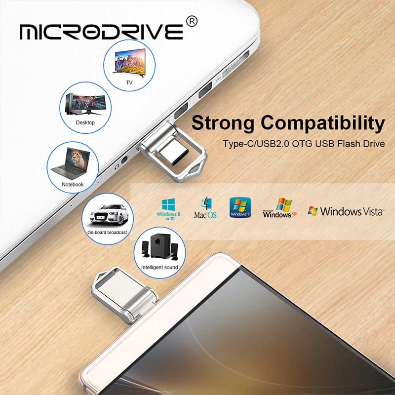 Type C Pendrive OTG Type C Pen Drive Mini Metal Usb Memory Stick 32GB 128GB for smartphone Huawei