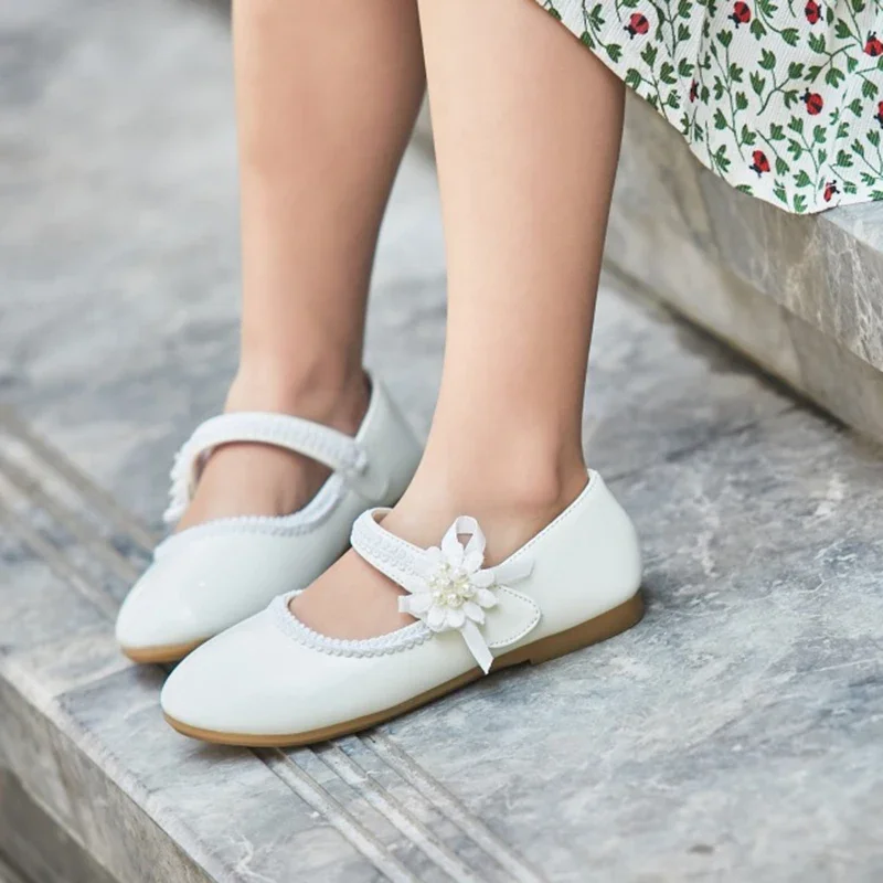 Baby Girls Leather Shoes Flower Kids Shoes Princess Cocktail Party Wedding Dress 1 2 3 4 5 6 7T