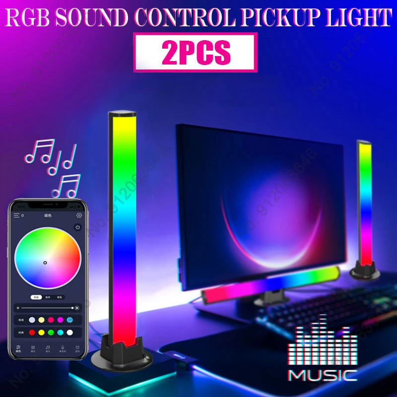 LED Pickup Light RGB Sound Control Symphony Lamp App Control Music Rhythm Lights Ambient LED Lamp Bar TV computer Desktop Light mi motion activated night light 2