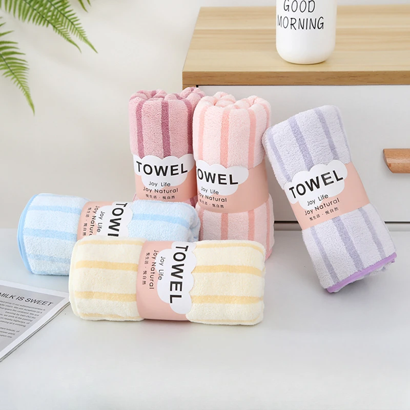 

Coral Velvet Striped Towel for Household Use Soft Absorbent Quick Drying Non Shedding Hair Thickened Face Wash