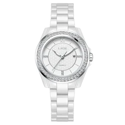 LIGE Elegant Women's Luxury Fashion Wristwatch with Quartz Movement in Stainless Steel (WHITE)