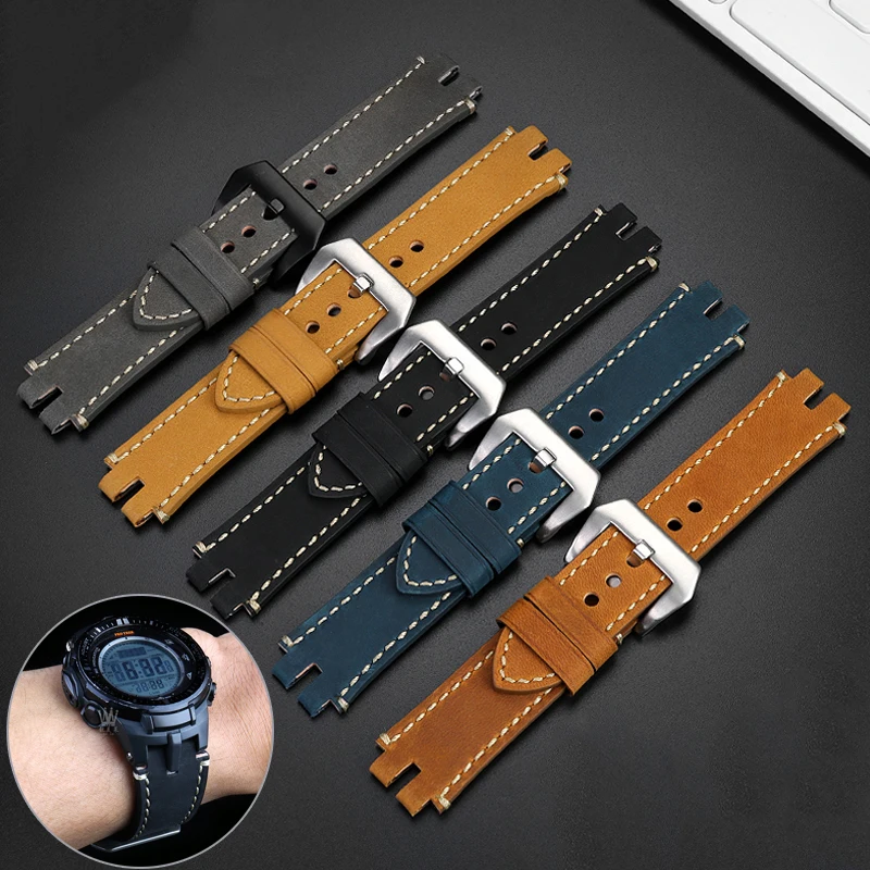 Per Casio Protrek Mountain Men Cinturino Per Orologio Prw-3000/3100/6000/6100Y Protrek Prw 6000 Cinturino Per Cinturino In Vera Pelle Modificato