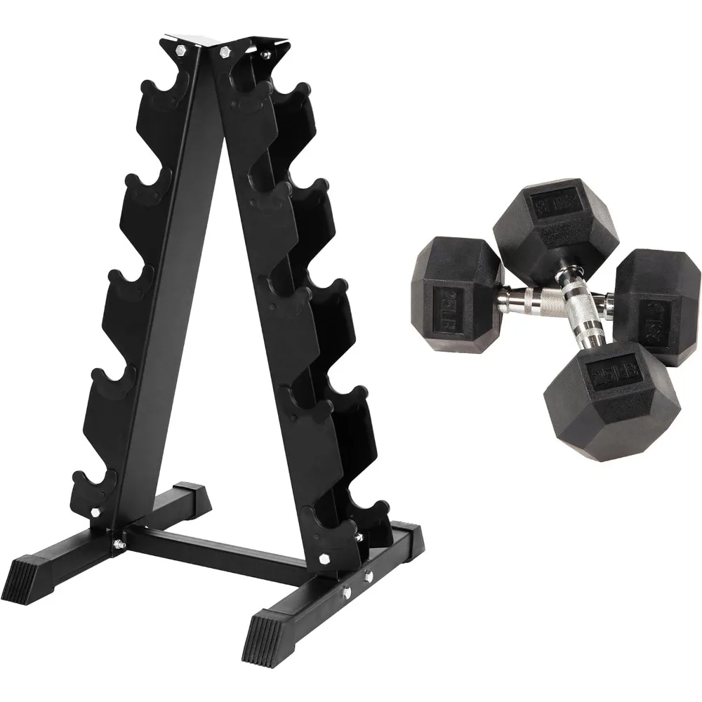 

Rubber Encased Hex Dumbbell with Rack