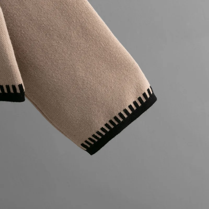 Knit Contrast Cardigan Sweater For Women Lace-Up Pocket Long Sleeve Patchwork Loose Coat Autumn Knitwear Women's Outwear