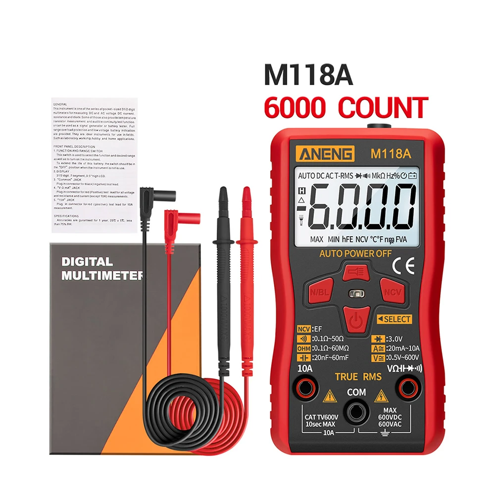 M118A Digital Multimeter Tester True RMS Auto Electrical Capacitance ...