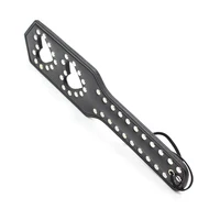 31.5cm Heart Shaped Hollow Paddle Riding Crops Flogger Horsewhips Spikes Rivet Inlay Leather Spanking Paddle Slapper 2