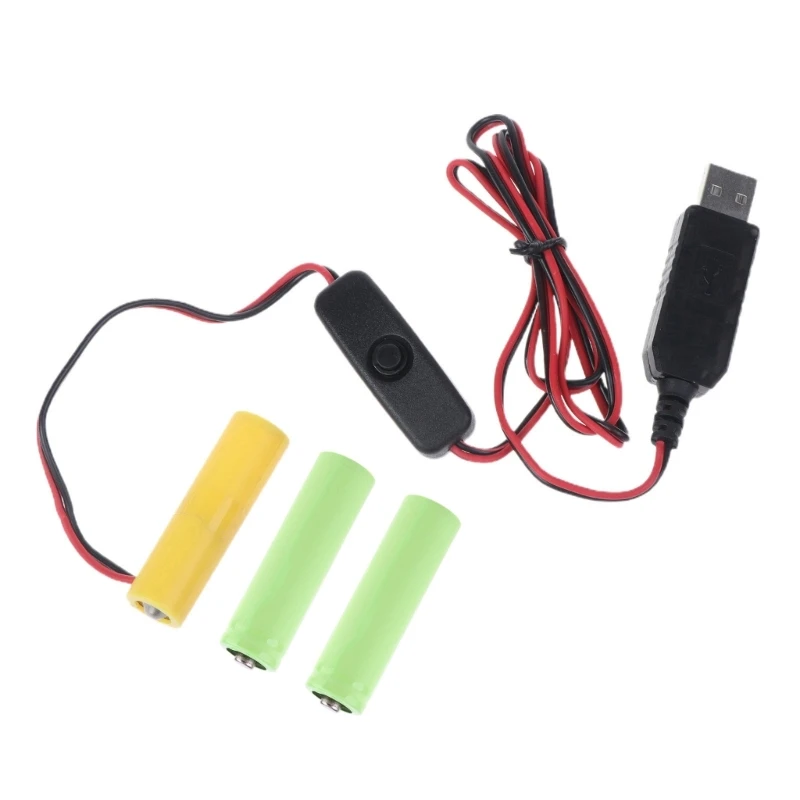 AA LR6 더미 배터리 전원 케이블 코드(4.5V 장난감 라디오 LED 조명용 스위치 포함)