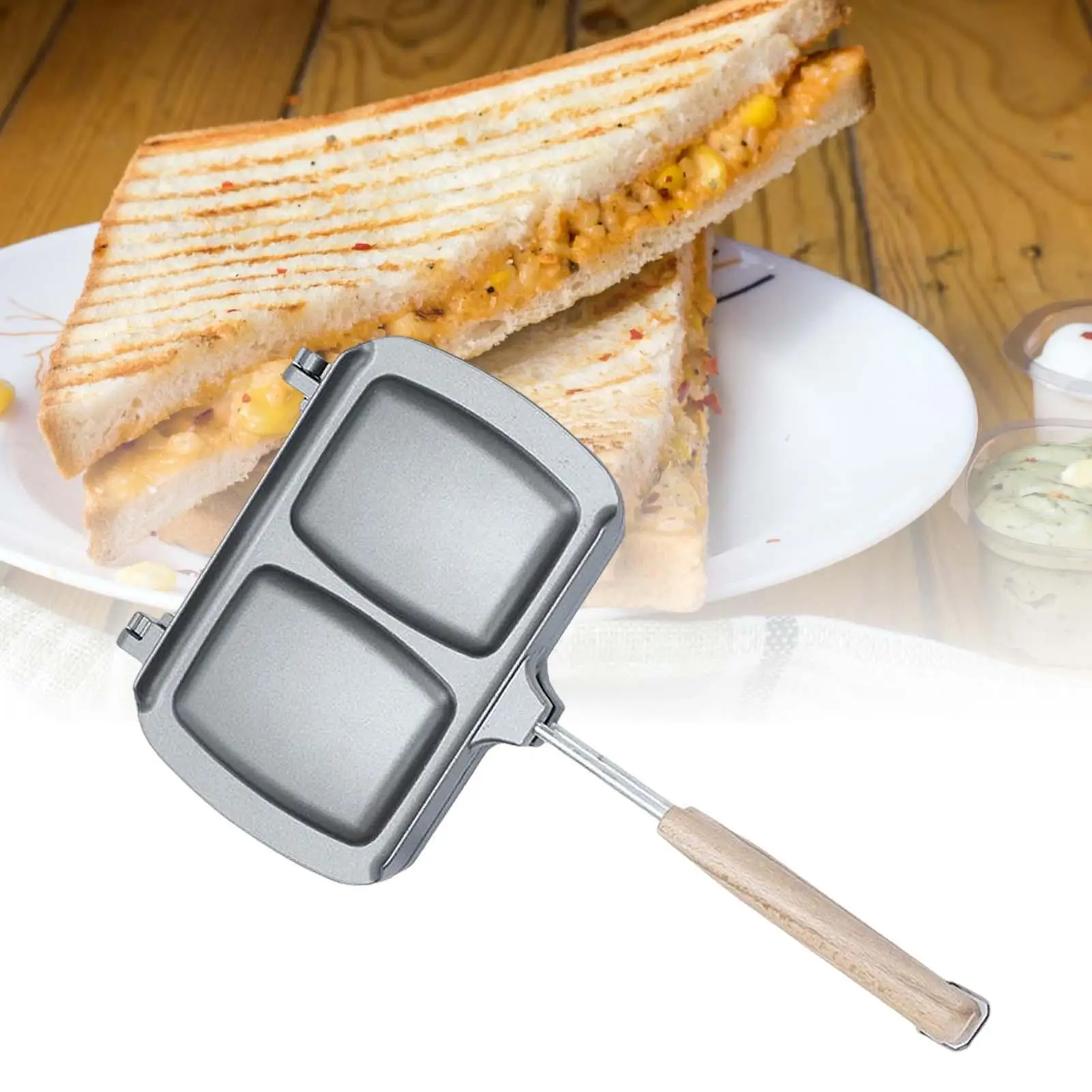 36cm non stick pan outdoor double sided baking pan pancake oven double sided frying pan Bread Toast Maker Non Stick Grill Pan Double Sided Heating Frying Egg Ham Sandwiches Maker for Induction Cooker Stove Top