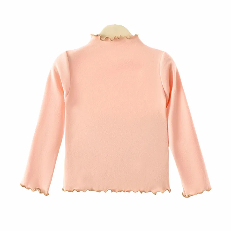 Autumn Children Girl Undershirt Cotton Solid Ruffle Collar Infant Baby Girl Pullovers Long Sleeve Soft High Quality Kid Girl Top 5
