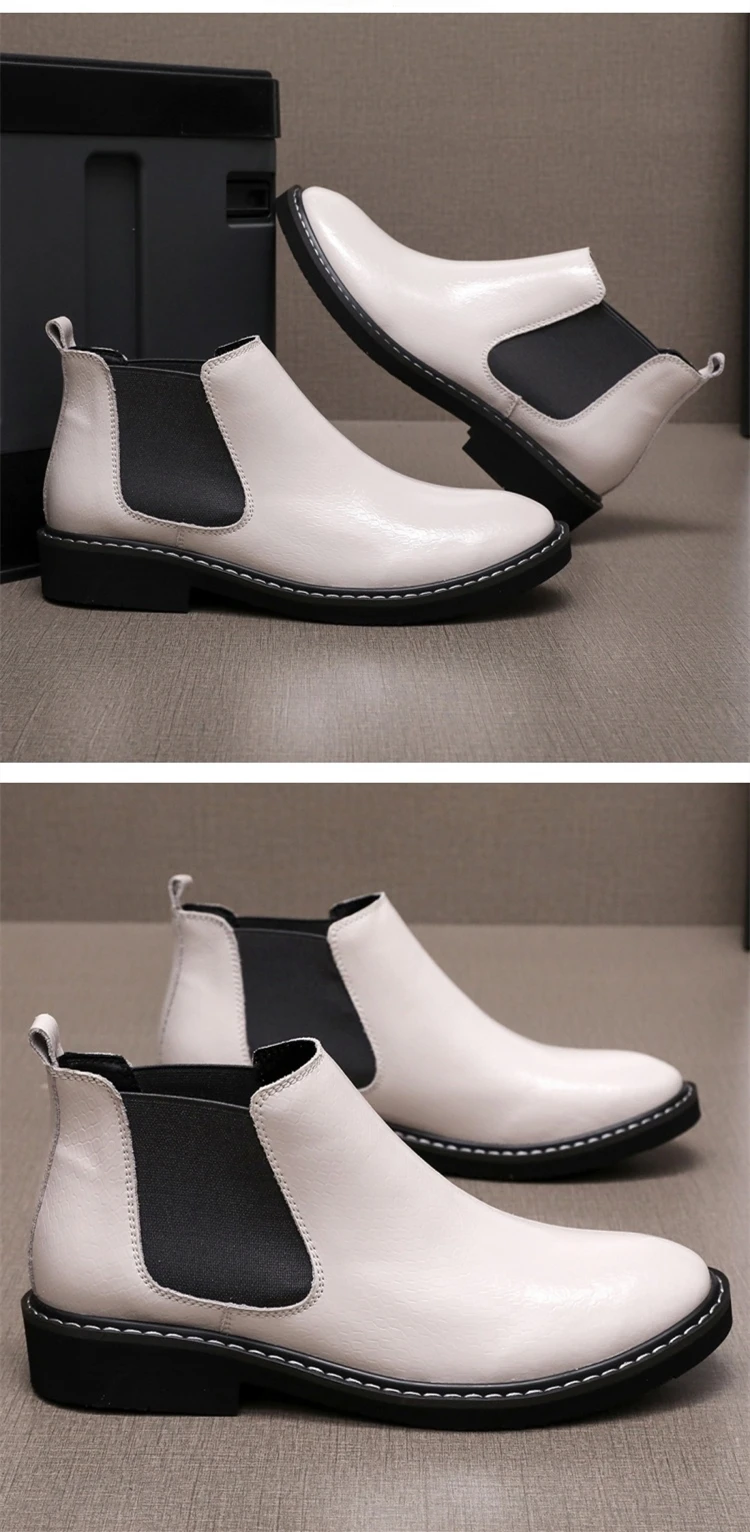 5CM Höhe Erhöhen Männer Chelsea Stiefel Aus Echtem Leder Dicken sohlen Aufzug Stiefel Alle-spiel Bequeme Stiefeletten Mann große Größe – Detail 21