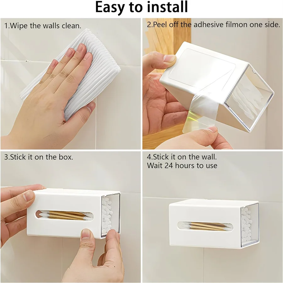 면봉 홀더 면봉, 치실, 면봉, 바다 클립, 머리끈, 욕실용 벽걸이형 디스펜서 주최자