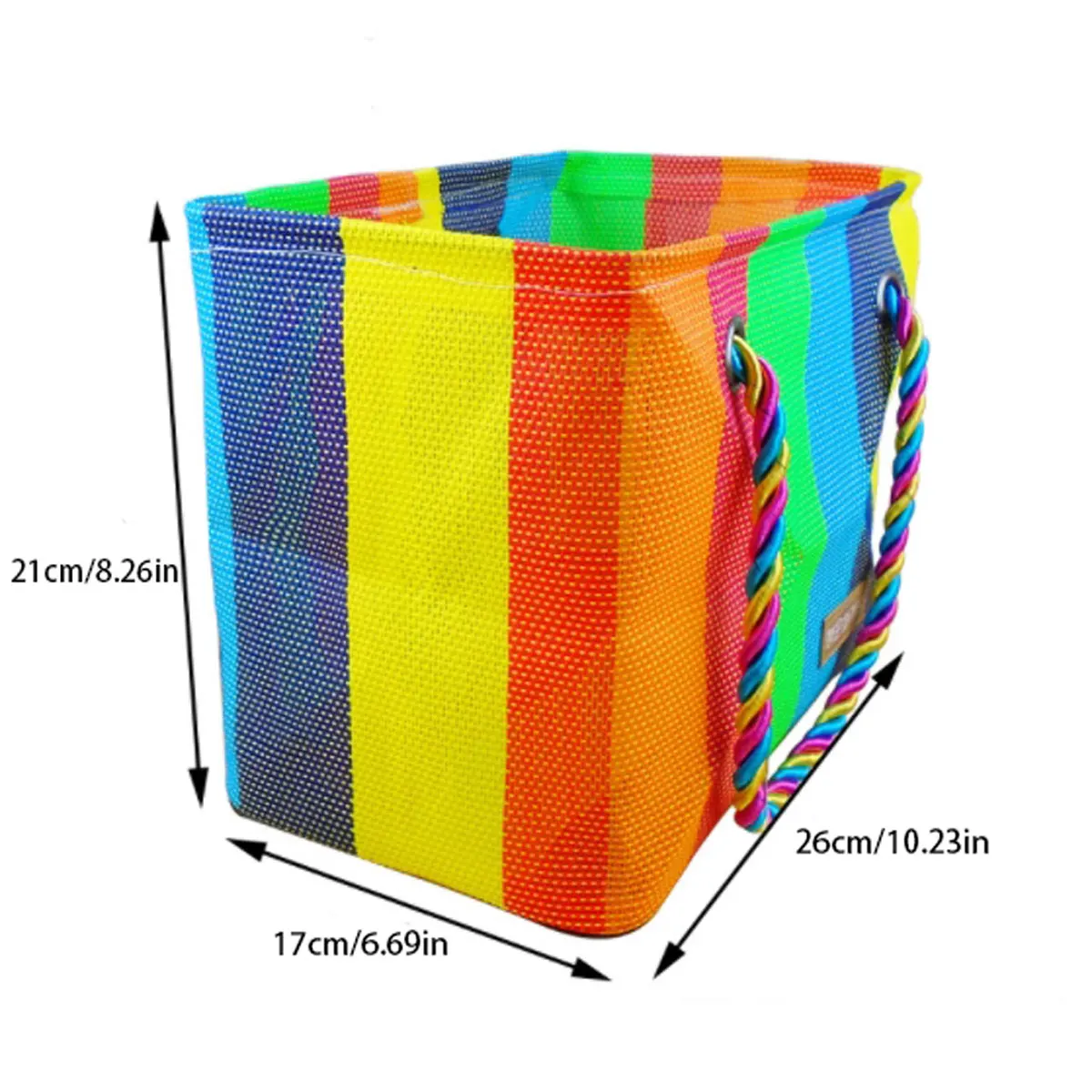 Rainbow woven mesh bath bag portable bath basket folding basket Fitness bag toiletry one package