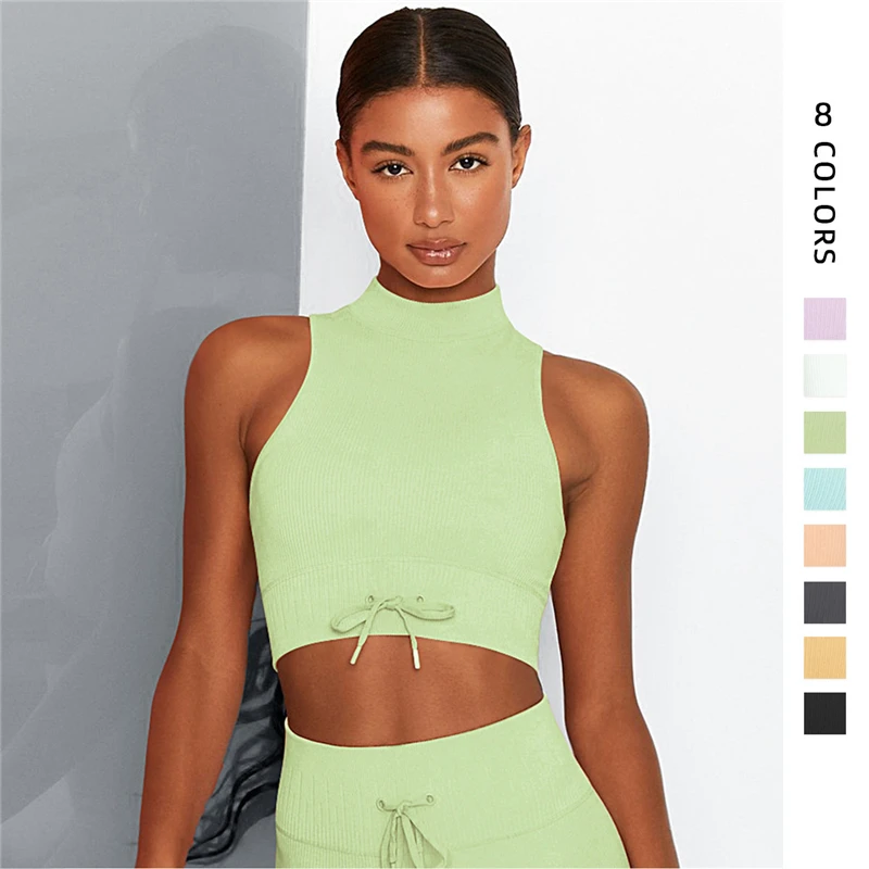 

Stripe High Collar Tank Top Women Sexy Solid Summer Camisole Sleeveless Cool Crop Vest Female Casual Corset Fitness Clothes