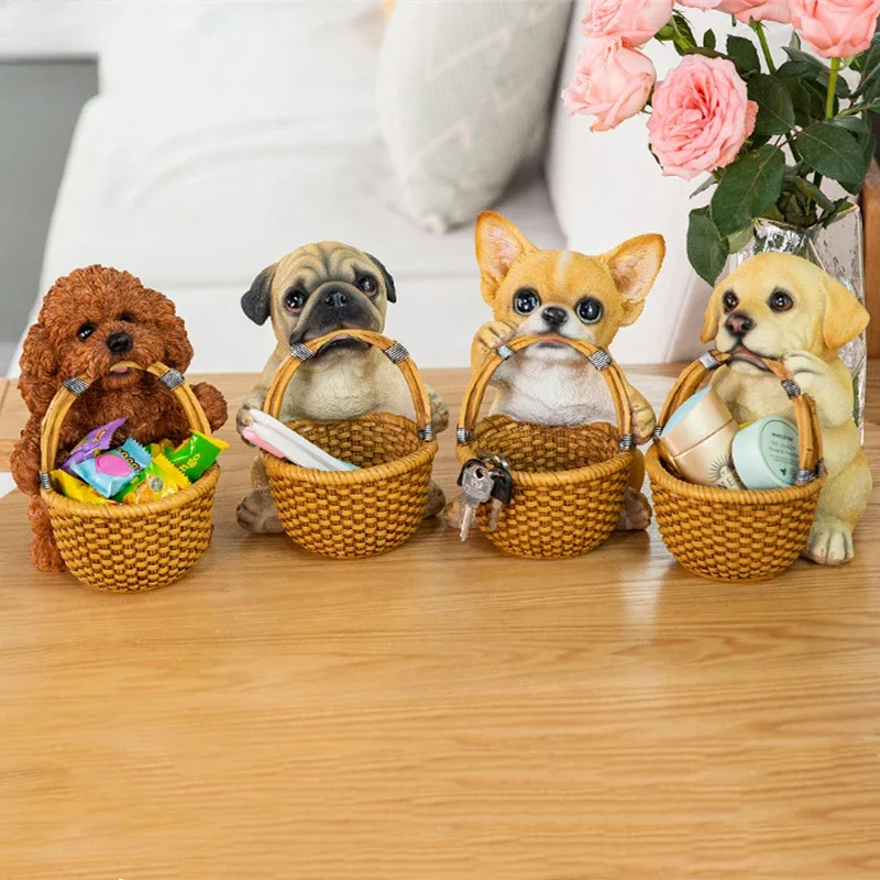 

Украшения для хранения статуй собаки из смолы, ящик для хранения ключей, корзина для хранения, аксессуары для украшения животных, фигурки, мебель