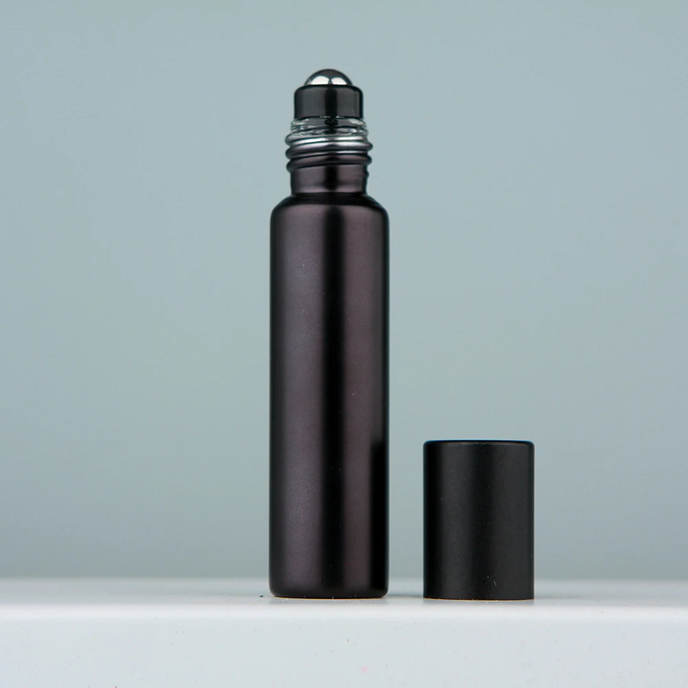 50/100 Teile/los 10 ml 5 ml Matte Schwarz Ätherisches Öl Flasche Nachfüllbare Rolle Auf Parfüm Flasche Frost glas Roller Flaschen Kosmetik – Detail 10