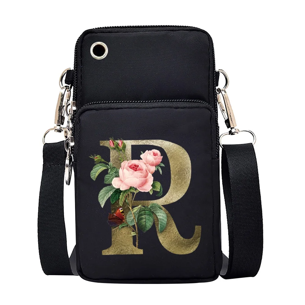 Unisex Mobile Phone Case Bags for Huawei Xiaomi iPhone Shoulder Satchels Women Pouch Golden-flower 26 Letters Series Wrist Pack Unisex Mobile Phone Case Bags for Huawei Xiaomi iPhone Shoulder Satchels Women Pouch Golden-flower 26 Letters Series Wrist Pack