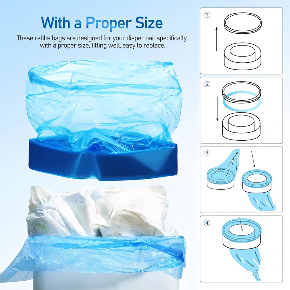 Bady Diaper Pail Refills Bags For Angelcare Trash For Sangenic Tommee Tippee twist & click Genie diaper pail refills bags