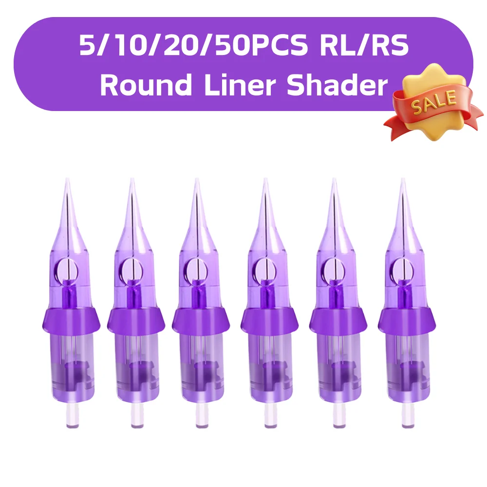 Tattoo Cartridge Needles 5/10/20/50PCS Disposable Round Liner Shader 0.3MM Permanent Eyebrow Liner Makeup