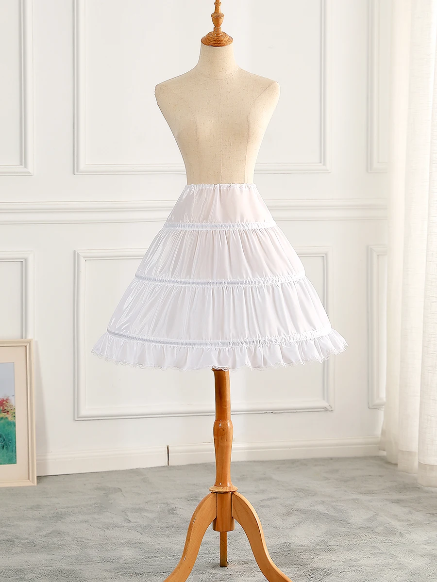 

Women Lolita Cosplay Jupon Cancan Crinoline Tutu White Children's Three Circles Hoop Skirt Petticoat Under Wedding Dress Undersk