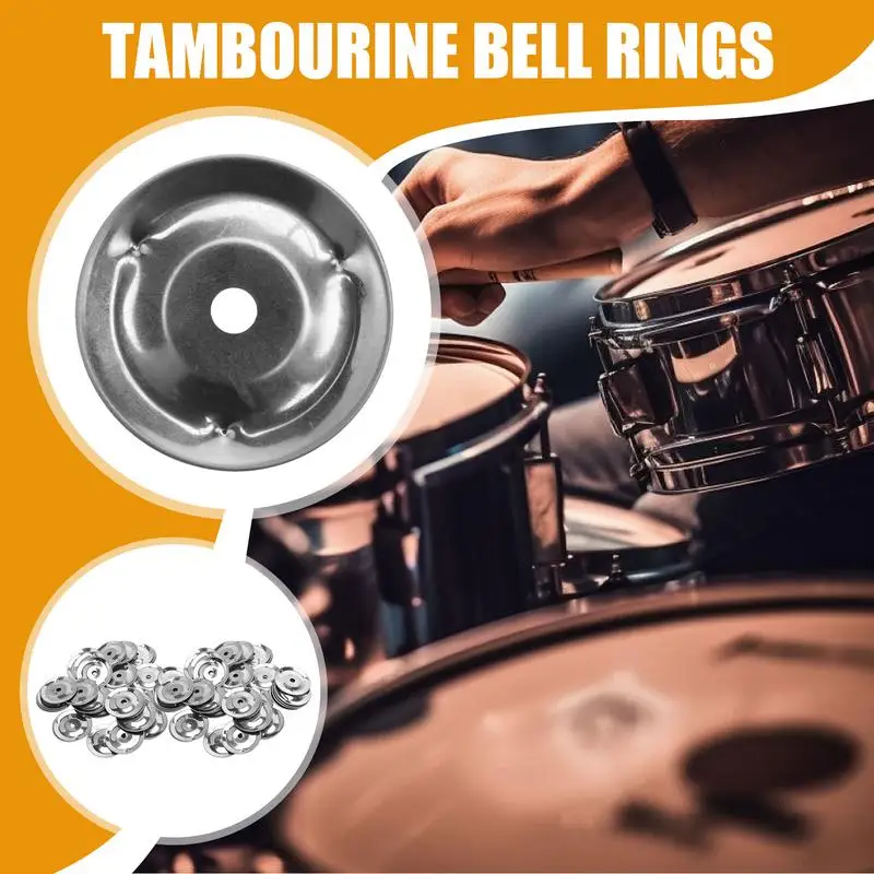 Drum Ring Drum Cymbals Companion Stainless Steel Cymbals Tambourine Ring 50 Pieces Ching Jingle Effect Bell