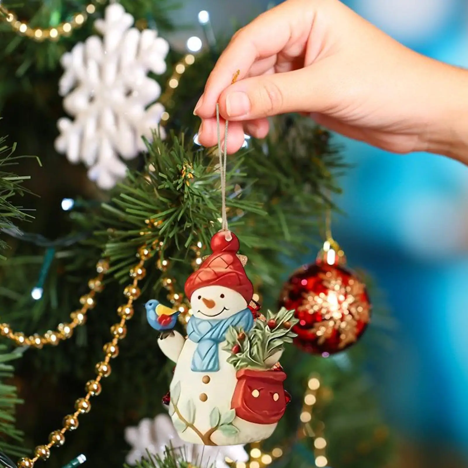 Snowman Christmas Decorations Christmas Tree Decorative Hangable Ornaments 9 Piece Wood Crafts Figurine Pendant For Home decor