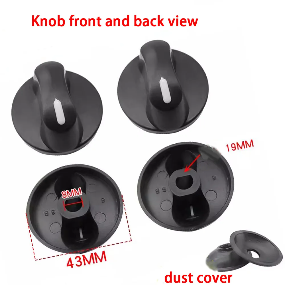 2pcs 8mm gas cooker knob rotary switch cooker parts plastic alloy round knob burner oven panel handle for gas home use