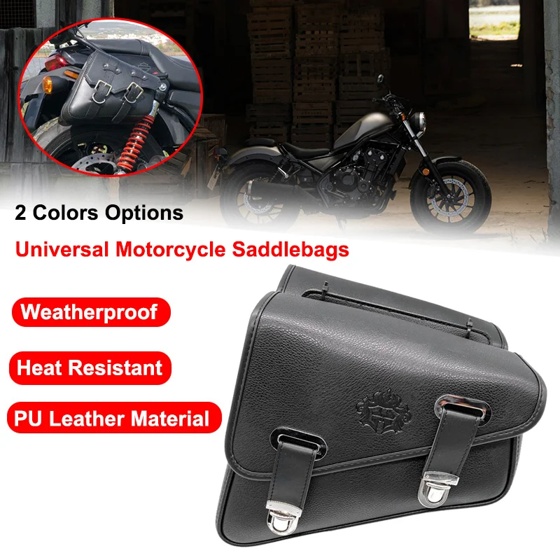 Universal Motorcycle Leather Saddlebag Side Tool Luggage Bags Storage Tool Pouch For Honda/Yamaha/Suzuki