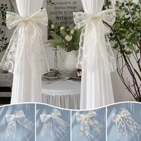 Lace Curtains Bow Ties Tiebacks INS Curtain Buckle White Beautiful Window Curtains Binding Rope Romantic Room Decor 1