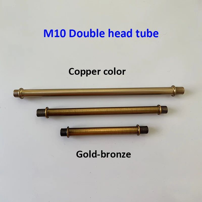 M10 Double-head Male Thread Hollow Tube Copper/Gold-bronze M10*1mm Fine Tooth Connecting Pipe Vintage Lighting Accessories