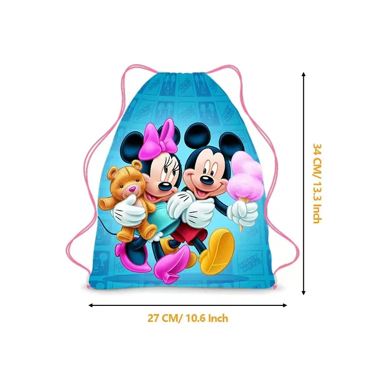 thumbnail image 1 of 6/24 piezas Disney The Red Minnie Mickey Mouse regalos de fiesta de cumpleaños bolsas con cordón no tejidas para niños mochilas escolares de natación, 1 of 4