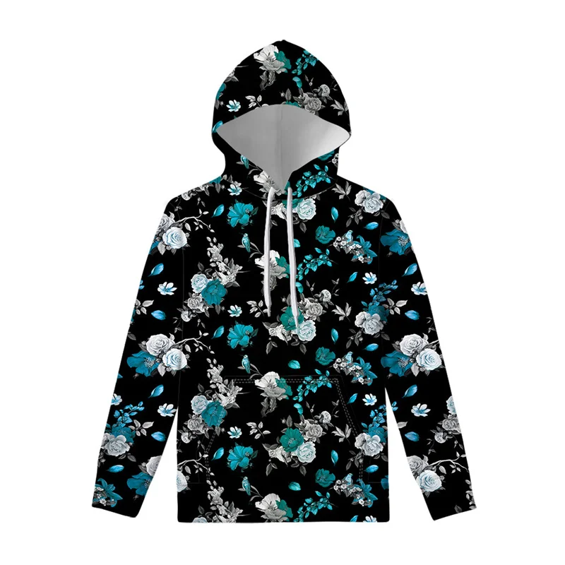 thumbnail image 1 of Sudadera con capucha con estampado 3D de peonías y rosas para hombre y mujer, estilo Harajuku, con estampado floral, informal, para primavera y otoño, 1 of 5