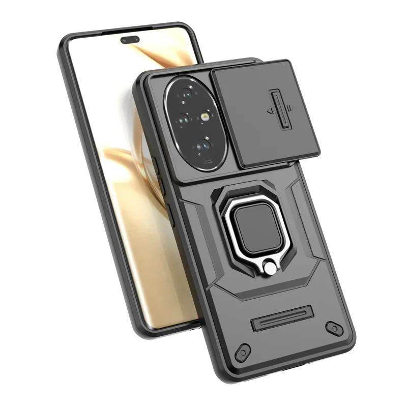 Slide Camera Protect Shockproof Armor Case with Magnetic Ring Holder - Fits Huawei Honor 200 Pro