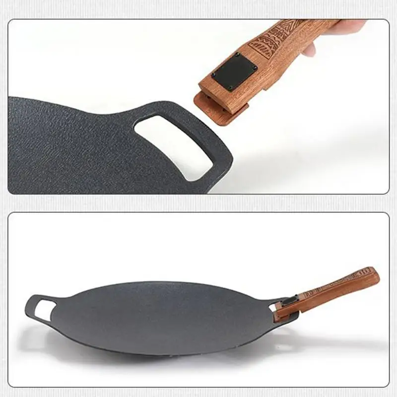 Outdoor Grill Pan Handle Heat-Resistant Pot Handle Wooden Detachable Cookware Accessory Non-Slip Pan Gripper For Kitchen Wok