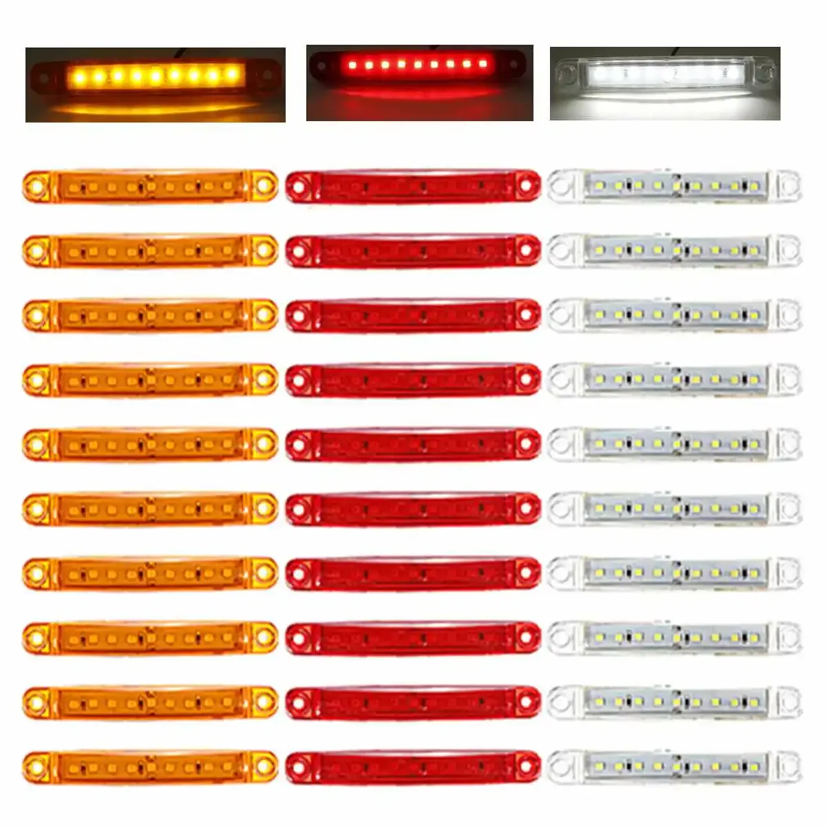 10Pcs 9 Led Light Oval Clearance Trailer 12V 24V Truck Truck Caravan Camion Led Side Marker Indicatore Luminoso Luces Remolque