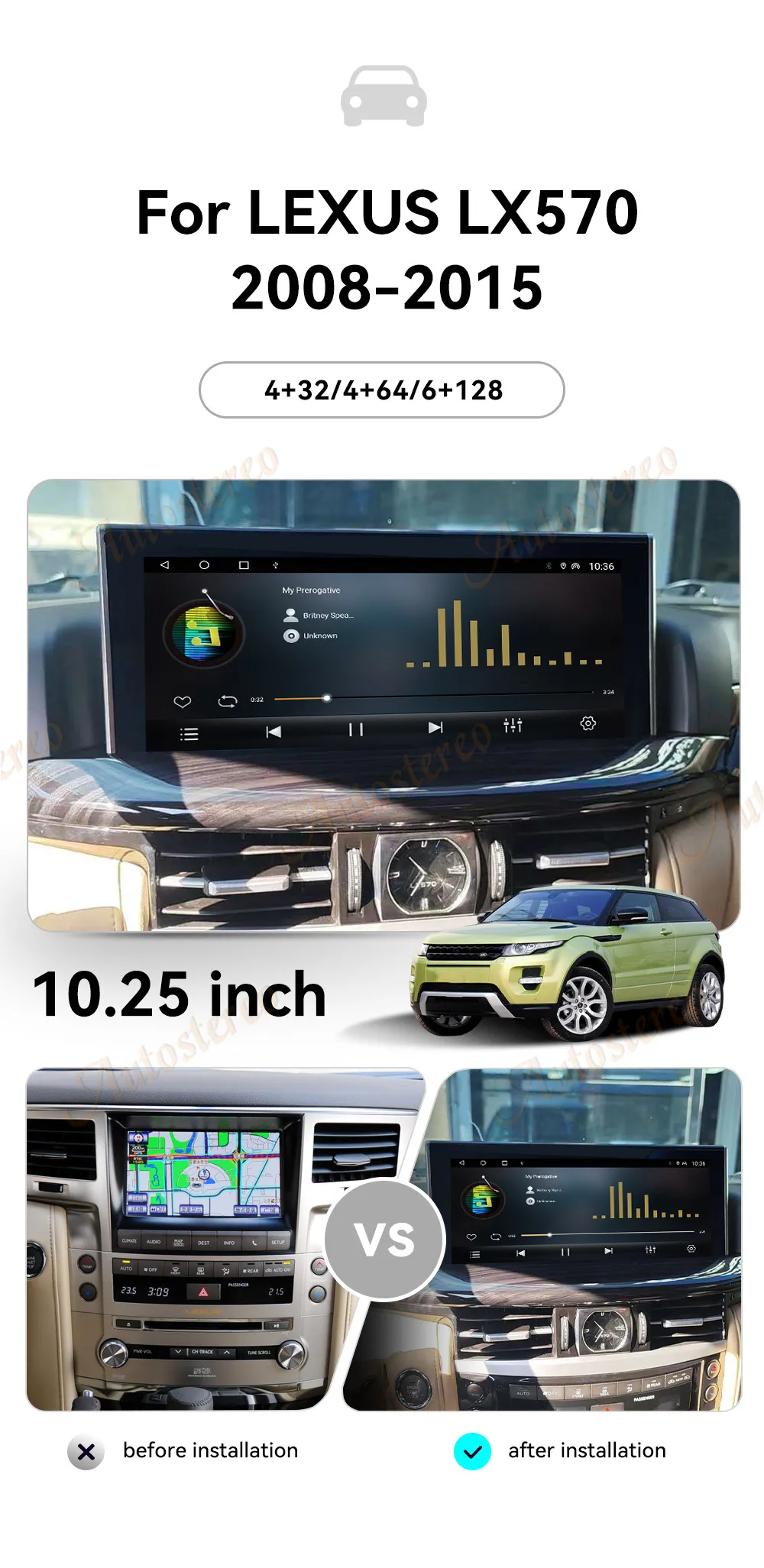 12.3 inch Car Android Screen Auto Stereo For Lexus LX570 2007-2015 Multimedia Pl