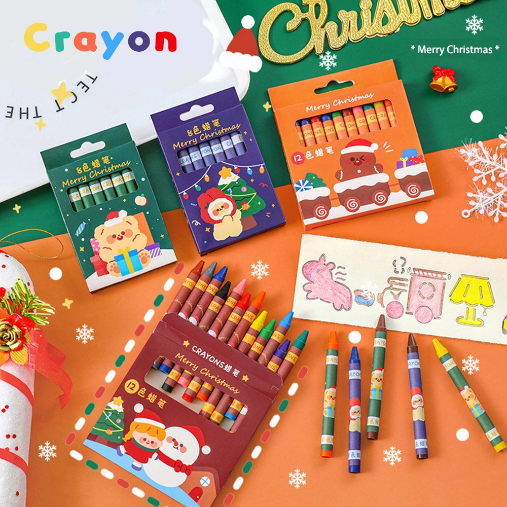 

8/12 Color Christmas Crayons Student Graffiti Painting Pen Art Painting Supplies Gifts Stationery