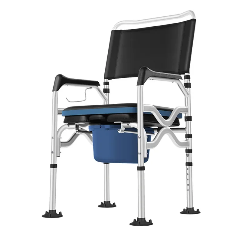 Aluminum Alloy Shower Chair Folding Bath Aid with Lamp Deodorant Toilet for Elderly and Pregnant Women Adjustable Bath Seat