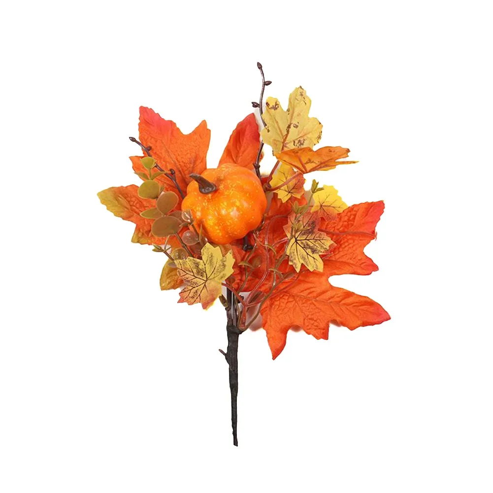 thumbnail image 1 of Ramas de hojas de arce artificiales, hojas de otoño falsas, tallos, plantas, decoración para el hogar al aire libre, flores artificiales para exteriores, decoración de Halloween, 1 of 5