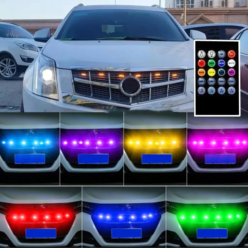 

Universal Car Front Grille Lighting 12V RGB Flash Daytime Running Light remote Control Grille Decoration Lamp Daytime Fog Light