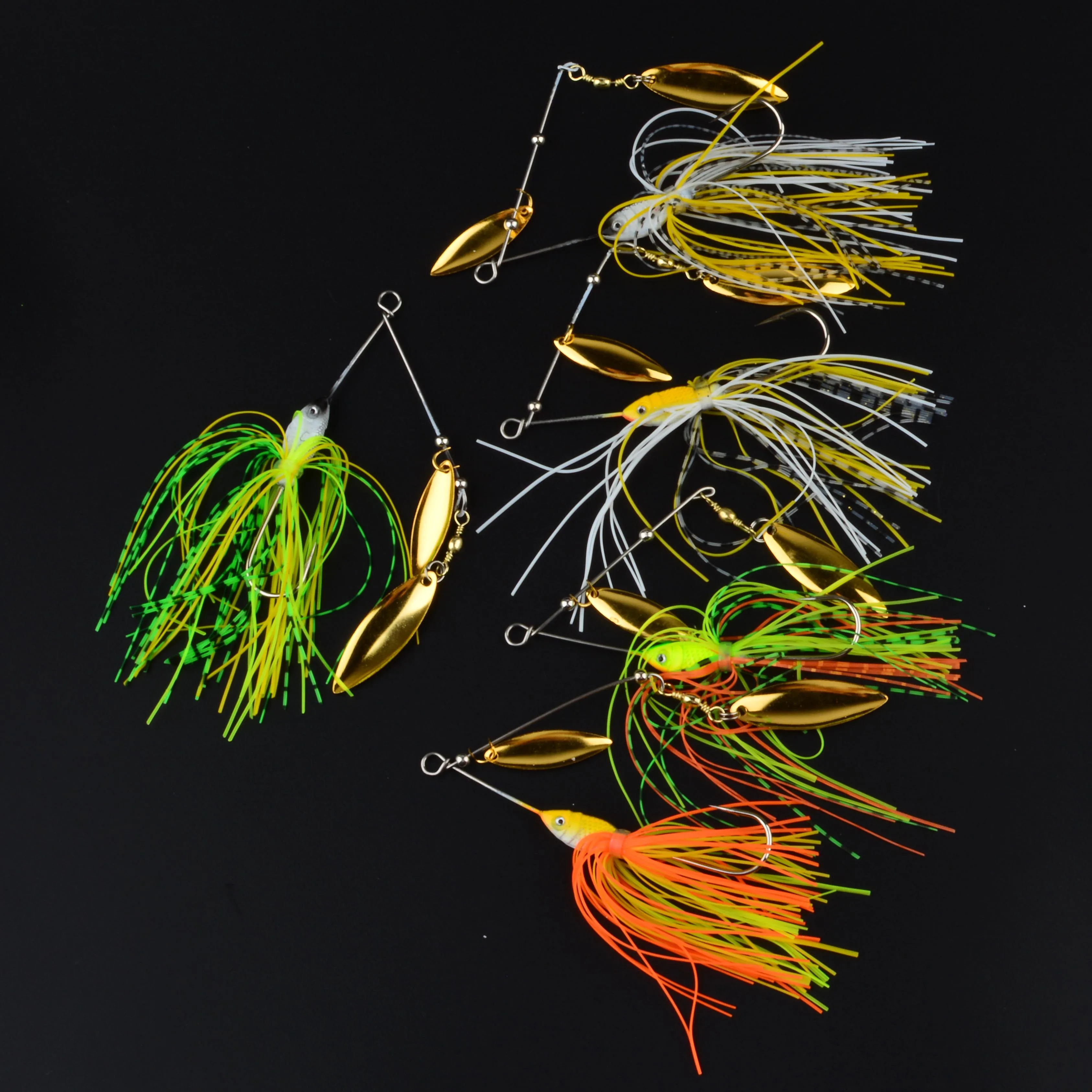 5 Stück Metall-Spinnerbait-Köder, Angelköder, bunte Spinnerbaits, attraktives Schwanzdesign, langlebige Spinnerbaits, scharfer Haken – Detail 5