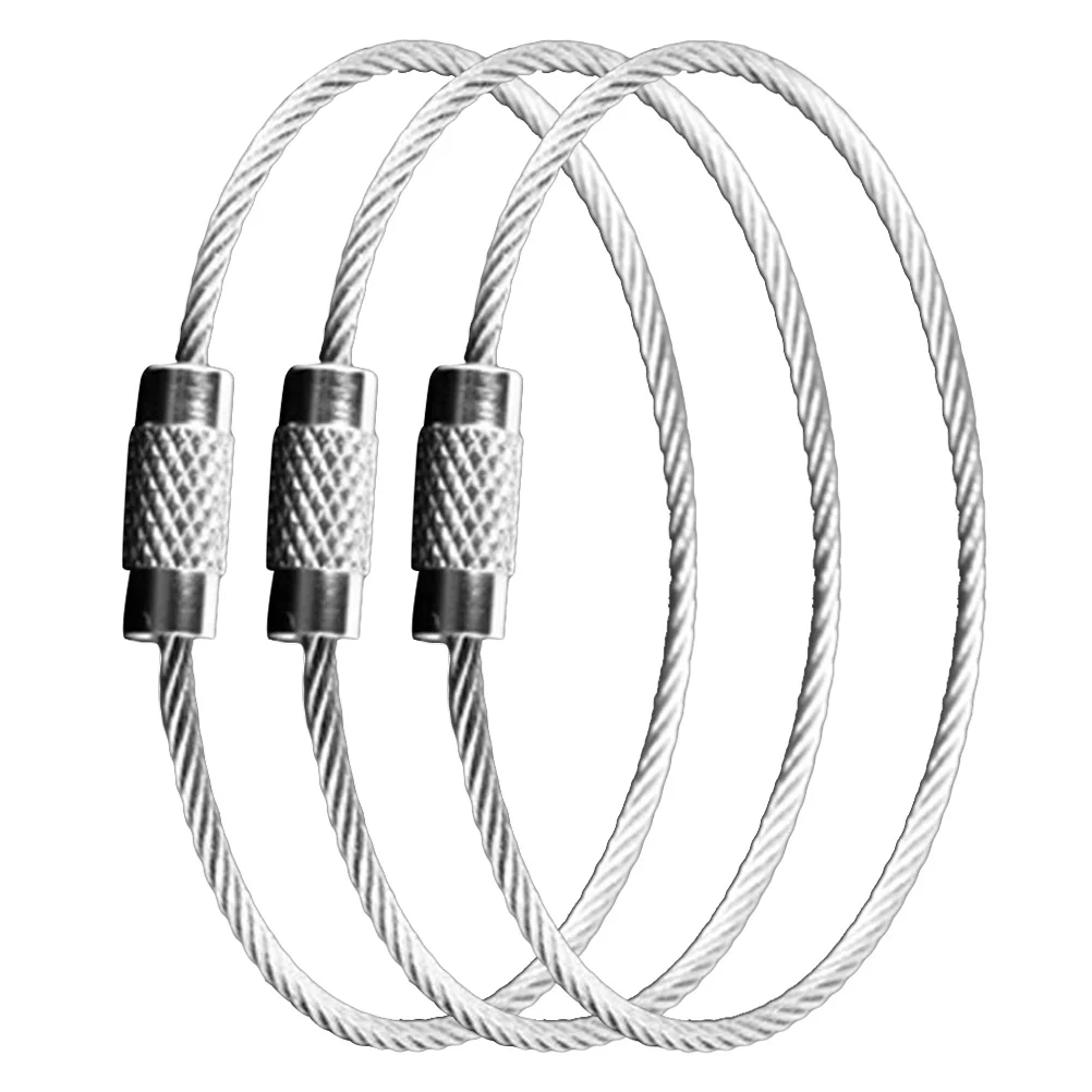 

3pcs Heavy Duty Silver Stainless Steel Wire Key Chain Rings Loops Circle