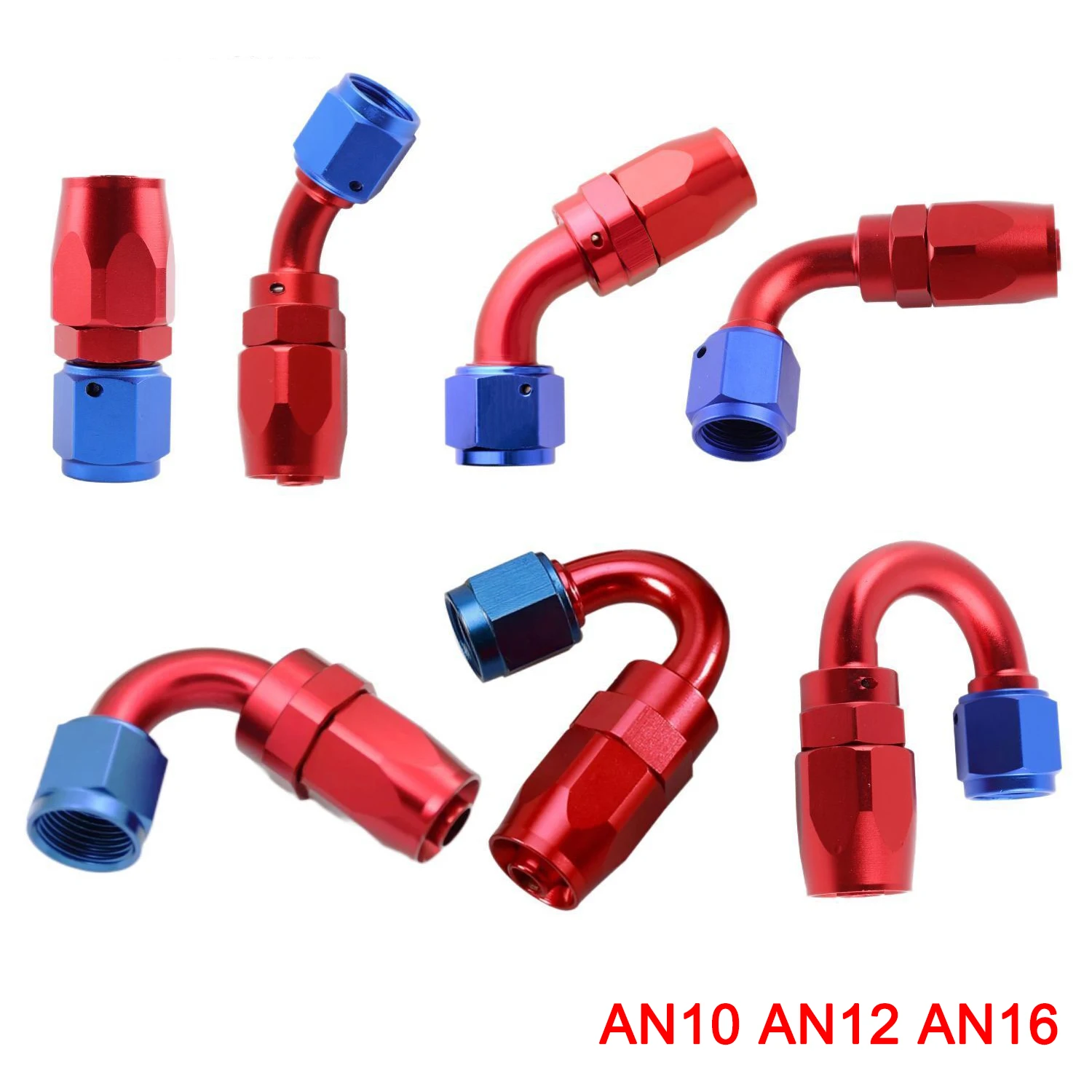 

1 Pc Universal AN10 AN12 AN16 Straight 45 60 90 120 150 180 Degree Oil Fuel Swivel Hose End Fitting Oil Hose End Adaptor Kit