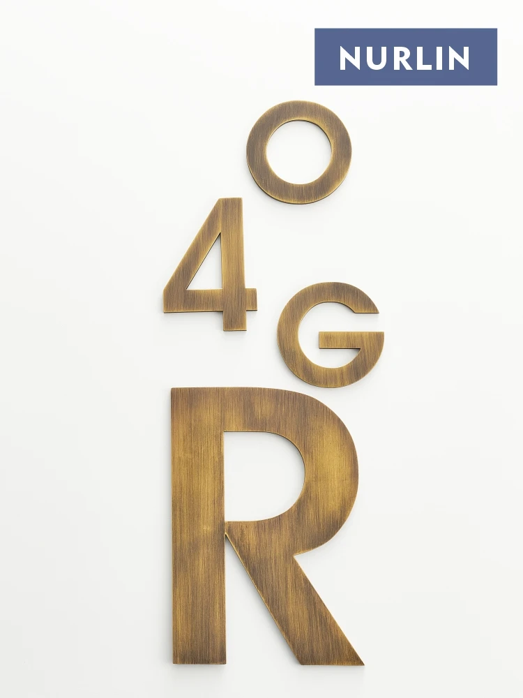 Nurlin-solid Brass Digital Door Signage da Casa Pátio ao ar Livre Instalação Gratuita Cor Bronze Antiga Vários Tamanhos