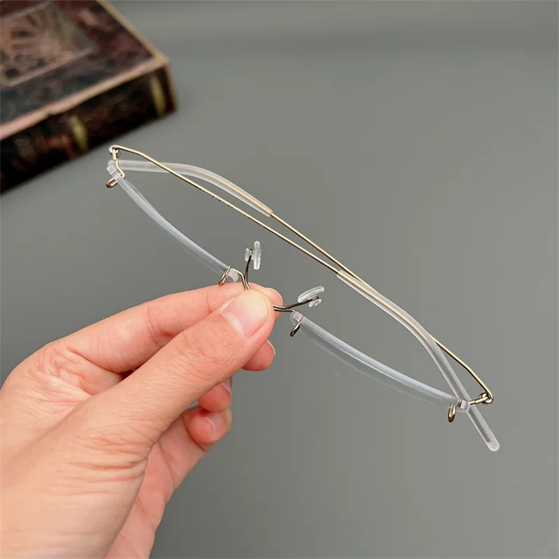 Dänemark Schraubenlose Schmale Quadratische Rahmen Brille Männer Business Rechteck Randlose Brillen Rahmen Ultraleicht Frauen Marke Brillen – Detail 34