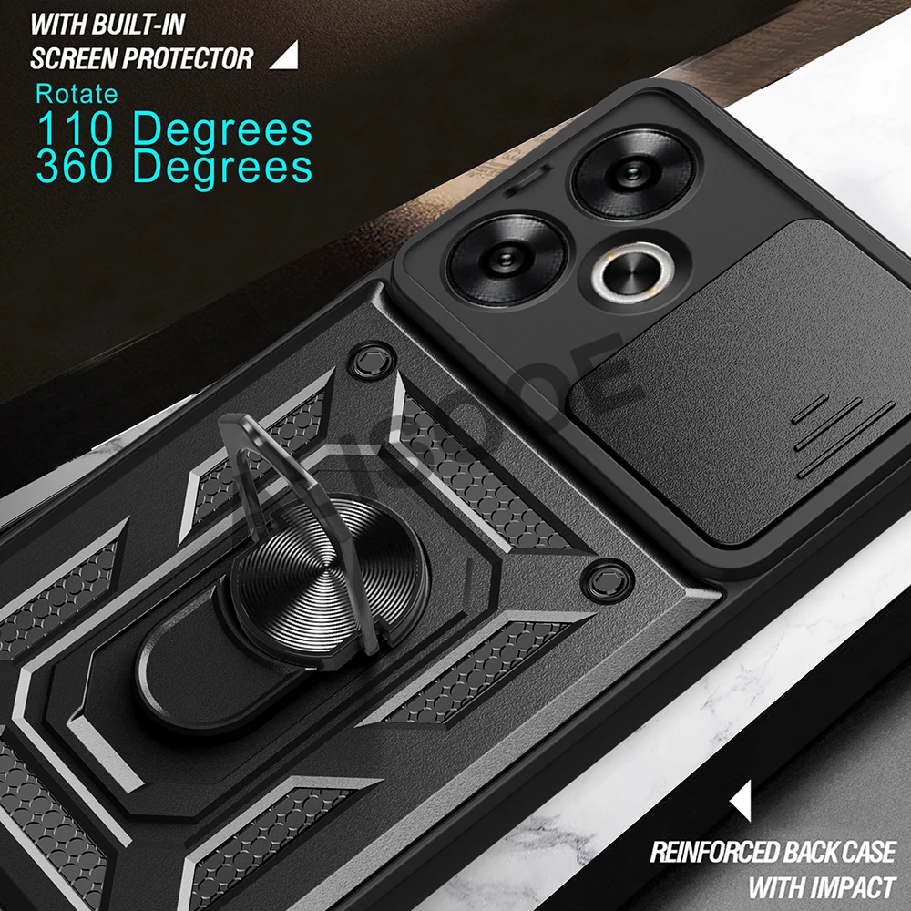Slide Camera Lens Ring Stand Holder Shockproof Phone Cover