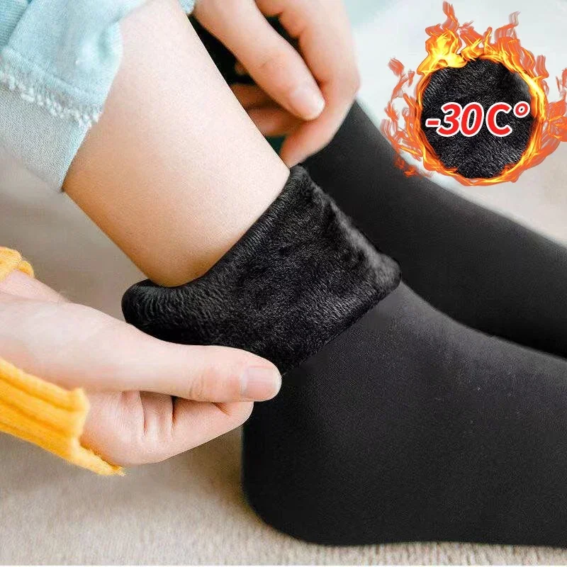 

1pair Winter Female Fleece Thick Warm Socks Soft Comfortable Solid Color Home Floor Thick Stocking Soft Boots Sleeping Socks