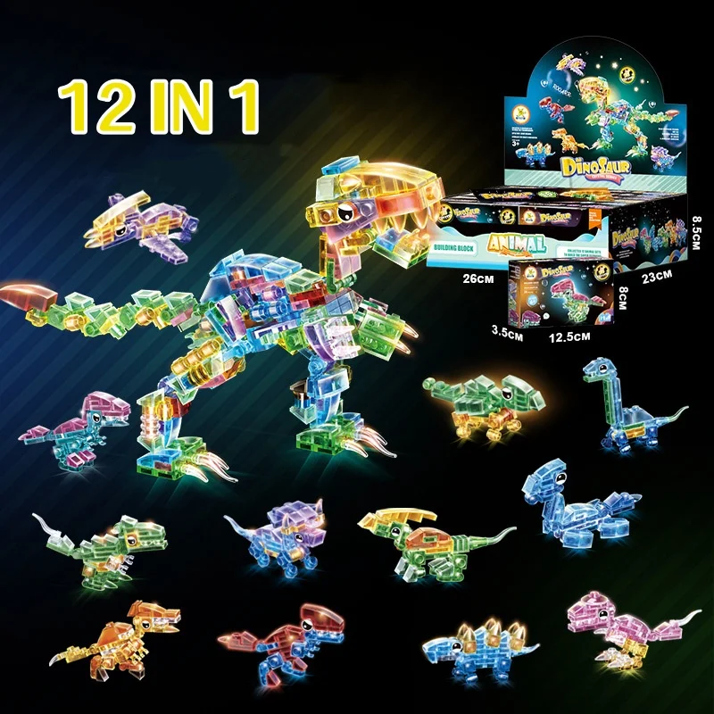 Dinosaurier-Bausätze für Kinder, 12-in-1 pädagogisches DIY-Dinosaurier-Spielzeug, Geschenke für Jungen und Mädchen im Alter von 3 bis 4 Jahren, Partygeschenke